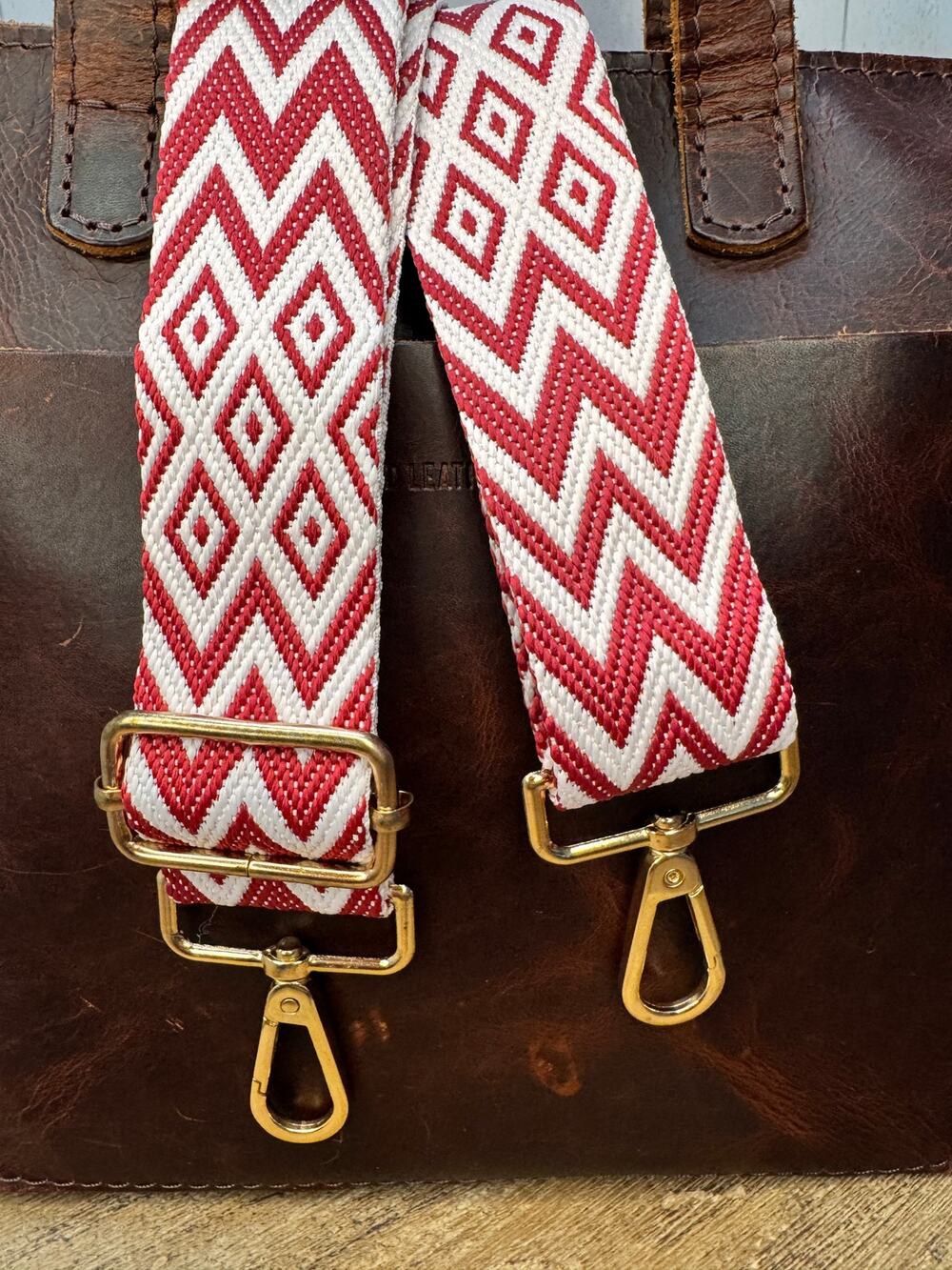 Red Purse Strap Wide Bag Strap Boho Crossbody Chevron Purse Strap